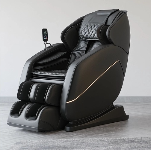 High-End Massage Chair – Black Leather Leather